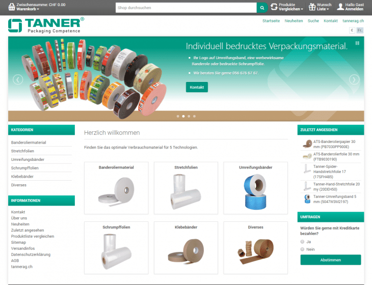 Onlineshop - Tanner & Co. AG