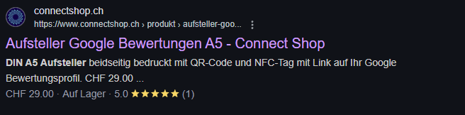 Google Suchergebnisse Schema Produktauszeichnung
