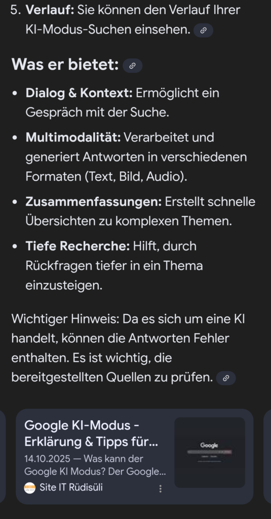 Google KI Übersicht